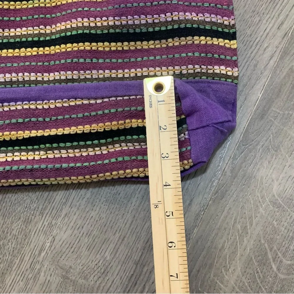 Handcrafted Purple Hobo Bag with Decorative Embroidered Stripes